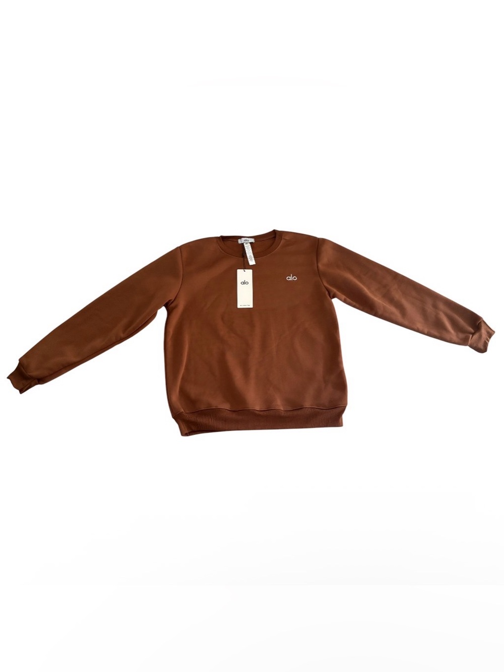 Alo Women’s Brown 2-Piece Sweatsuit Set L Crewneck Drawstring Elastic - Picture 3 of 9